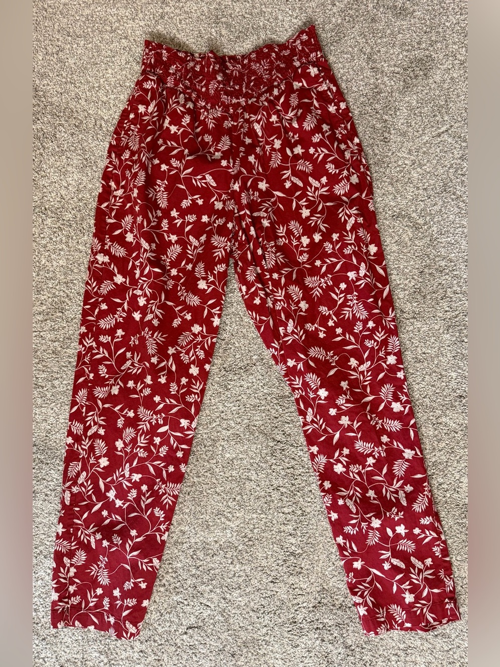 Bar III Red Floral Elastic Waist Kids Pants